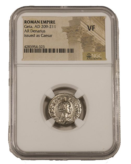 Geta Silver Denarius Roman Emperor AD 209-211 NGC VF Ancient — image 4