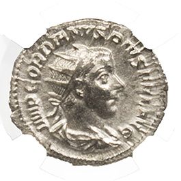 Gordian III (AD 238–244) Roman Empire AR Antoninianus NGC XF representative stock photograph 3