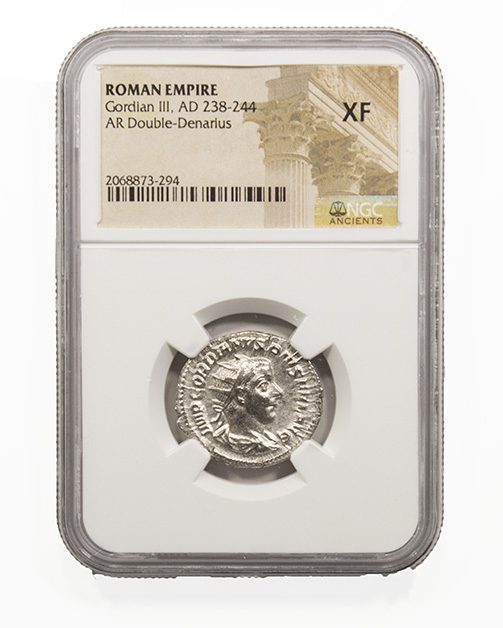 Gordian III (AD 238–244) Roman Empire AR Antoninianus NGC XF representative stock photograph