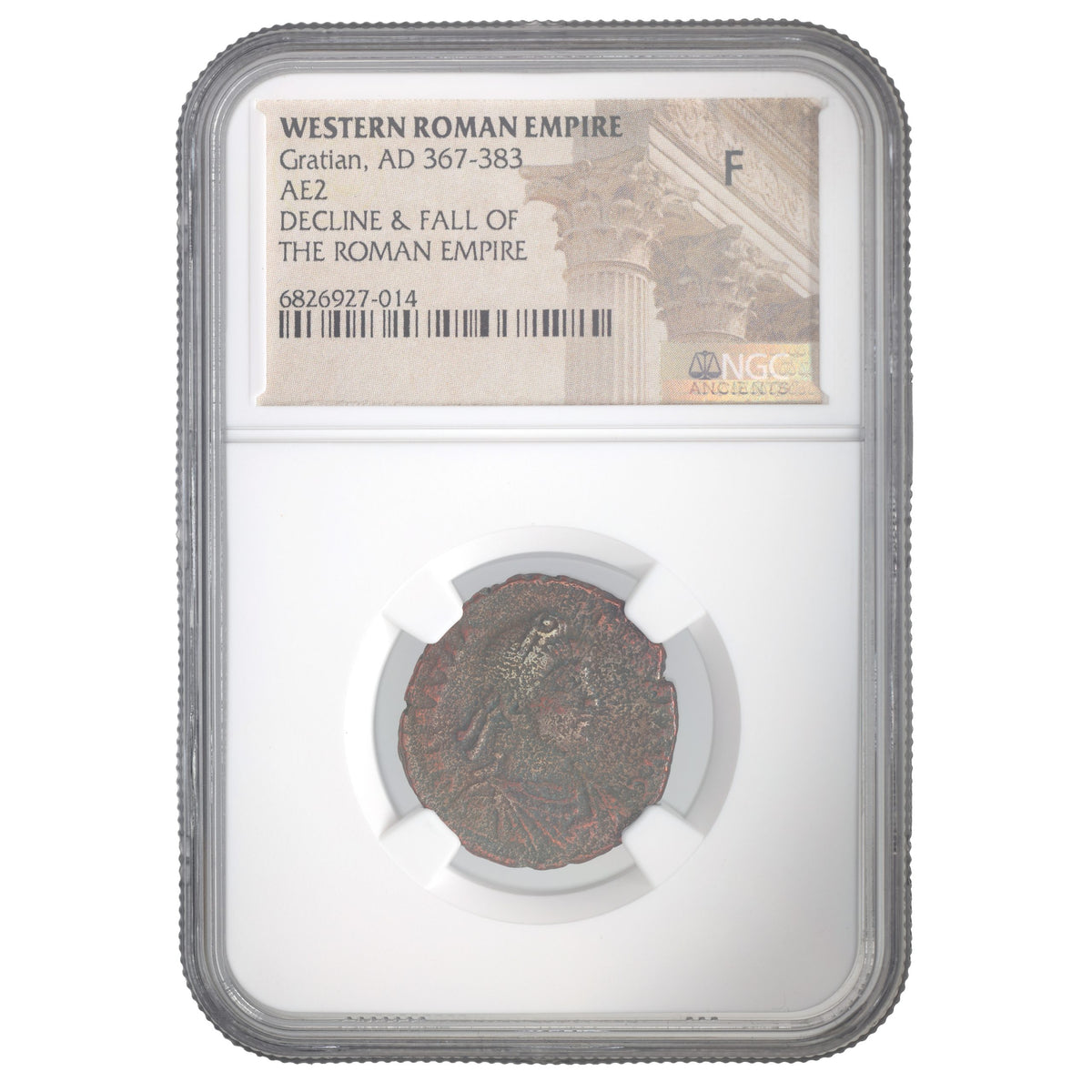 Gratian (AD 367–383) Roman Empire AE2 Nummus NGC F representative stock photograph