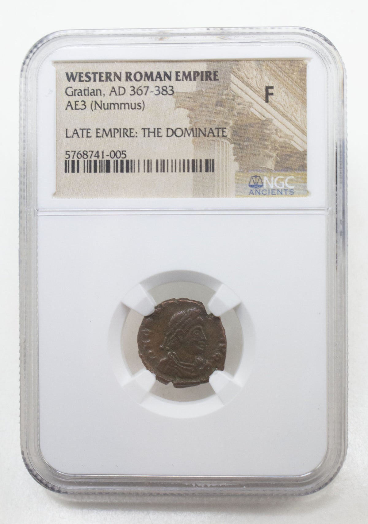 Gratian AE3 Nummus AD 367-383 NGC F Ancient Roman Coin