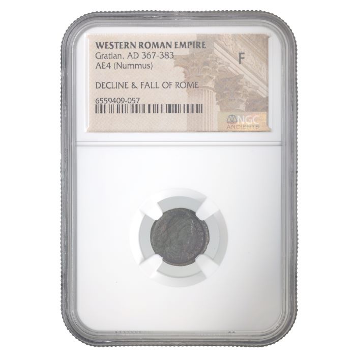 Gratian AE4 Nummus AD 367-383 NGC F Ancient Roman Coin