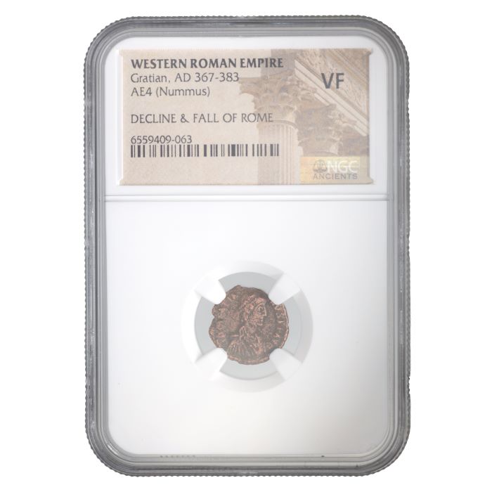 Gratian AE4 Nummus AD 367-383 NGC VF Ancient Roman Coin