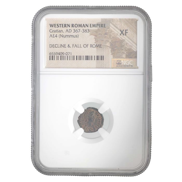 Gratian AE4 Nummus AD 367-383 NGC XF Ancient Roman Coin