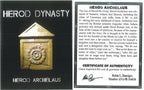 Educational certificate of authenticity for Herod Archelaus 4 BC-AD 6 Judaea coin