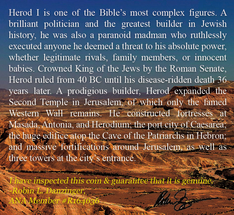 Herod the Great: Genuine Bronze Judean Prutah of the Biblical Holy Land - image 7