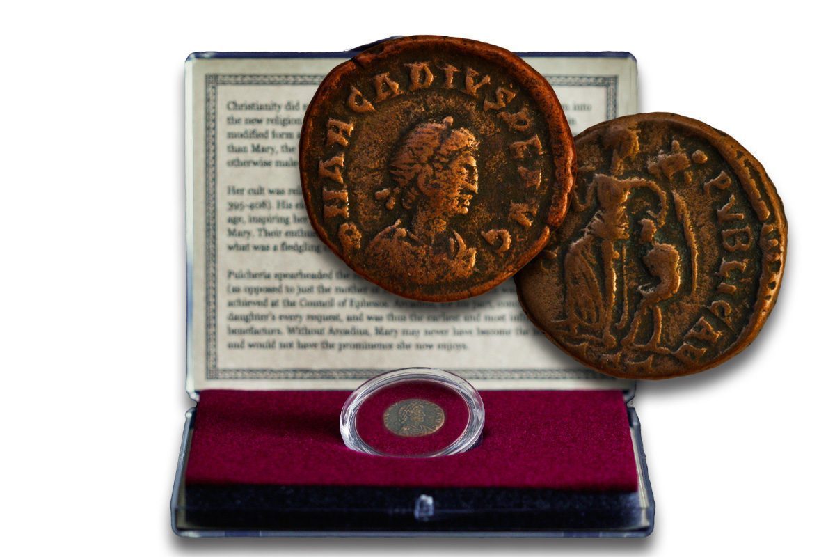 Virgin Mary Coin: Bronze Coin from the Reign of Emperor Arcadius (Clear Box) - image 2