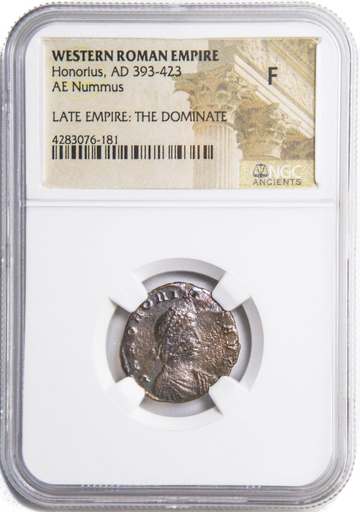 Honorius AE Nummus AD 393-423 NGC F Ancient Roman Coin