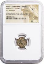 Honorius AE4 Nummus AD 393-423 NGC XF Ancient Roman Coin — image 4