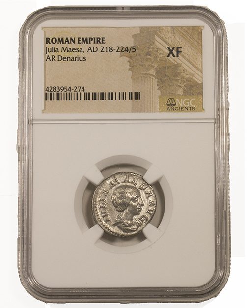 Julia Maesa Silver Denarius AD 218-224/5 NGC XF Ancient Roman Coin
