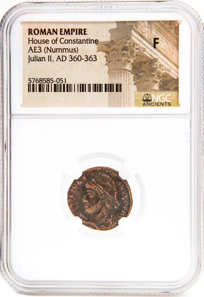 Julian II AE3 Nummus AD 360-363 NGC F Ancient Roman Coin — image 4