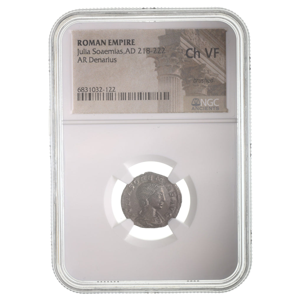 Julia Soaemias Silver Denarius AD 218-222 NGC CH-VF Ancient Roman Coin