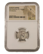 Julia Soaemias Silver Denarius AD 218-222 NGC F Ancient Roman Coin