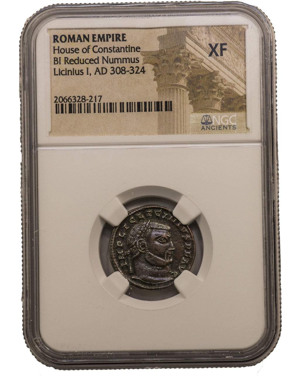 Licinius I (AD 308–324) Roman Empire AE2/AE3 Nummus NGC XF representative stock photograph