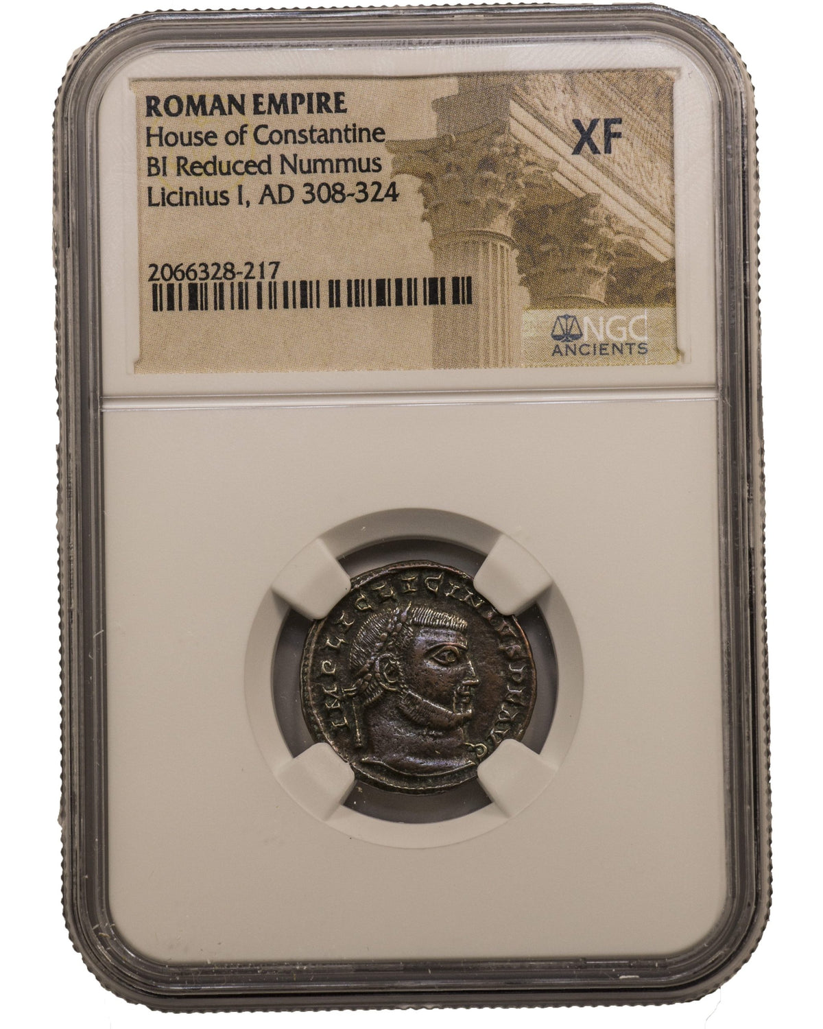 Licinius I (AD 308–324) Roman Empire AE2/AE3 Nummus NGC XF representative stock photograph