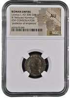 Licinius I BI Reduced Nummus AD 308-324 NGC AU Ancient Roman Coin