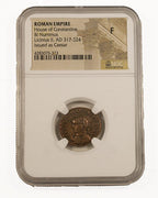 Licinius II (AD 317–324) Roman Empire AE3 Nummus NGC F representative stock photograph 2