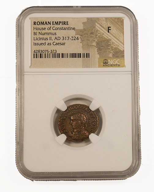 Licinius II (AD 317–324) Roman Empire AE3 Nummus NGC F representative stock photograph 2