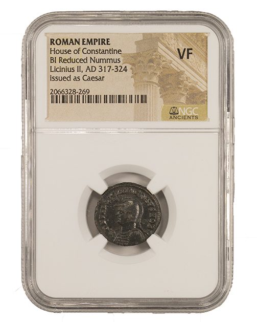 Licinius II BI Reduced Nummus AD 317-324 NGC VF Ancient Roman Coin — image 4
