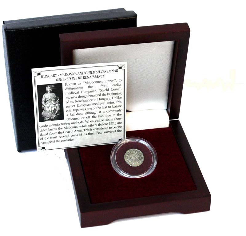 Madonna & Child Box: Virgin Mary and baby Jesus Silver Denar of Hungary