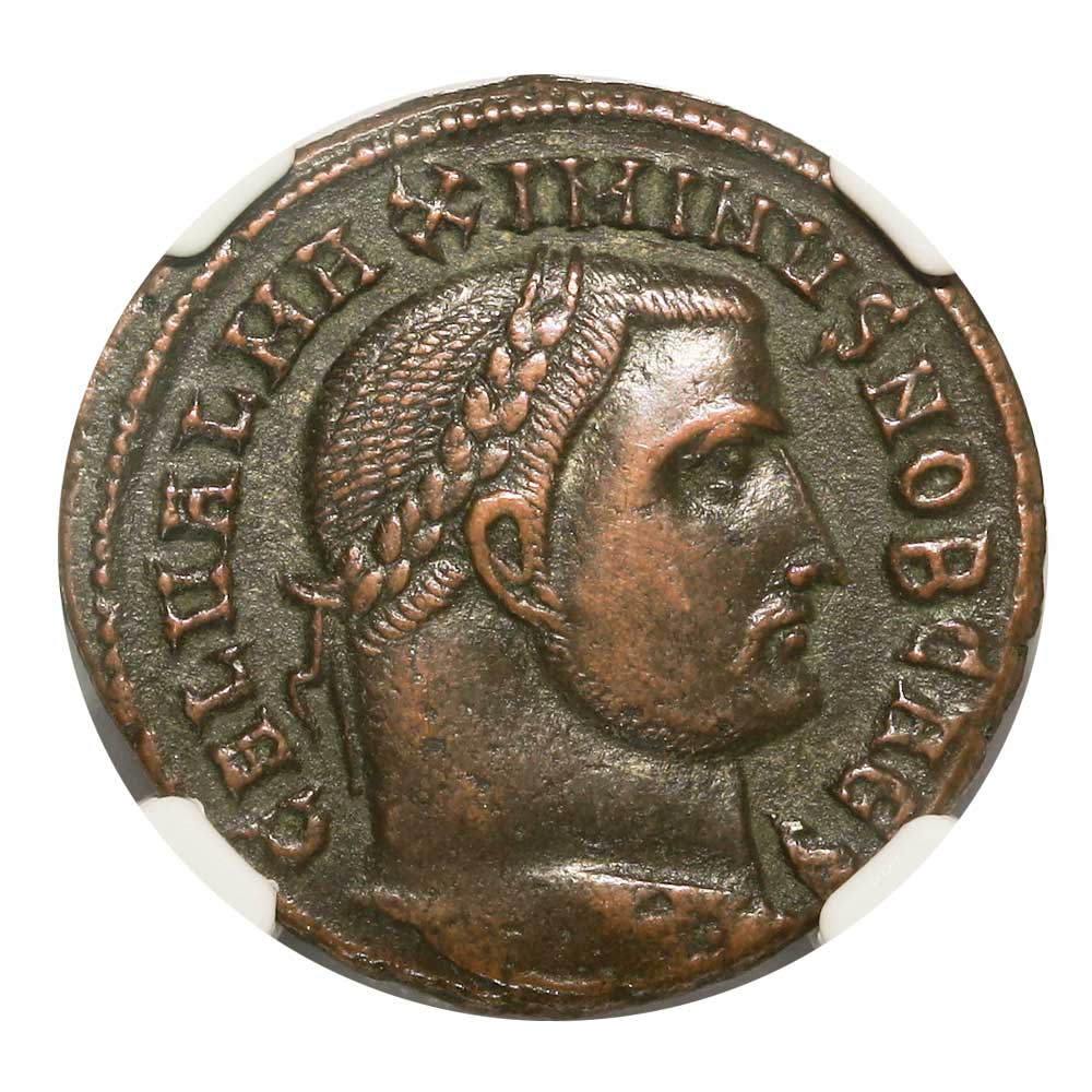 Maximinus II (AD 311–313) Roman Empire AE1/AE2 Nummus NGC XF representative stock photograph 3