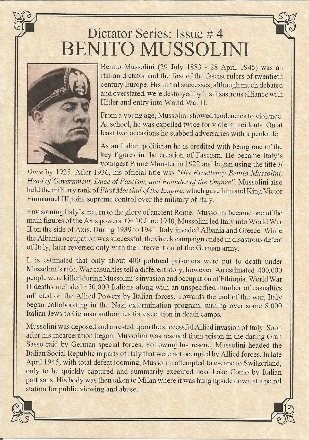Benito Mussolini: Dictator Of Italy (Album) - image 2