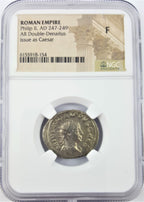 Philip II Silver Antoninianus AD 247-249 NGC F Ancient Roman Coin — image 4