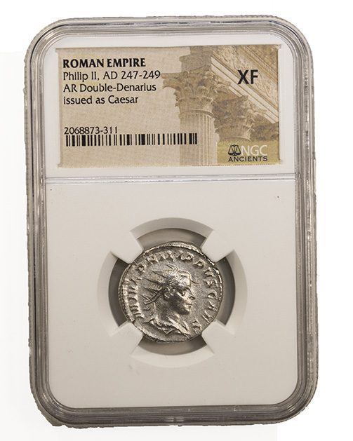 Philip II AR Double-Denarius AD 247-249 NGC XF Ancient Roman Coin