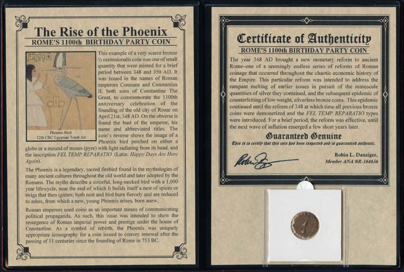 Rise Of The Phoenix-Rome’s 1100th Birthday Party Coin (Album) - image 2