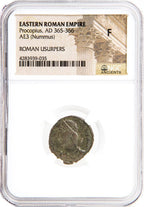 Procopius AE3 Nummus AD 365-366 NGC F Ancient Roman Coin