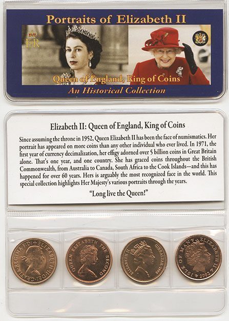 Queen Of England Four Historical Coins (Mini Album)