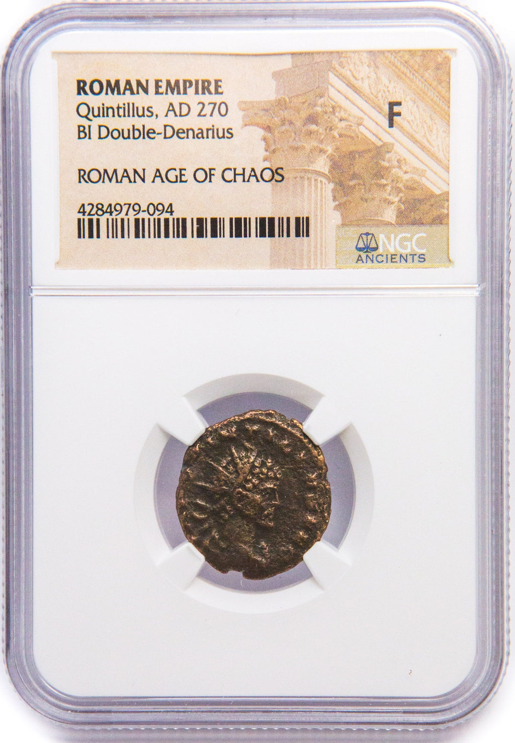 Quintillus Bronze Antoninianus AD 270 NGC F Ancient Roman Coin — image 4