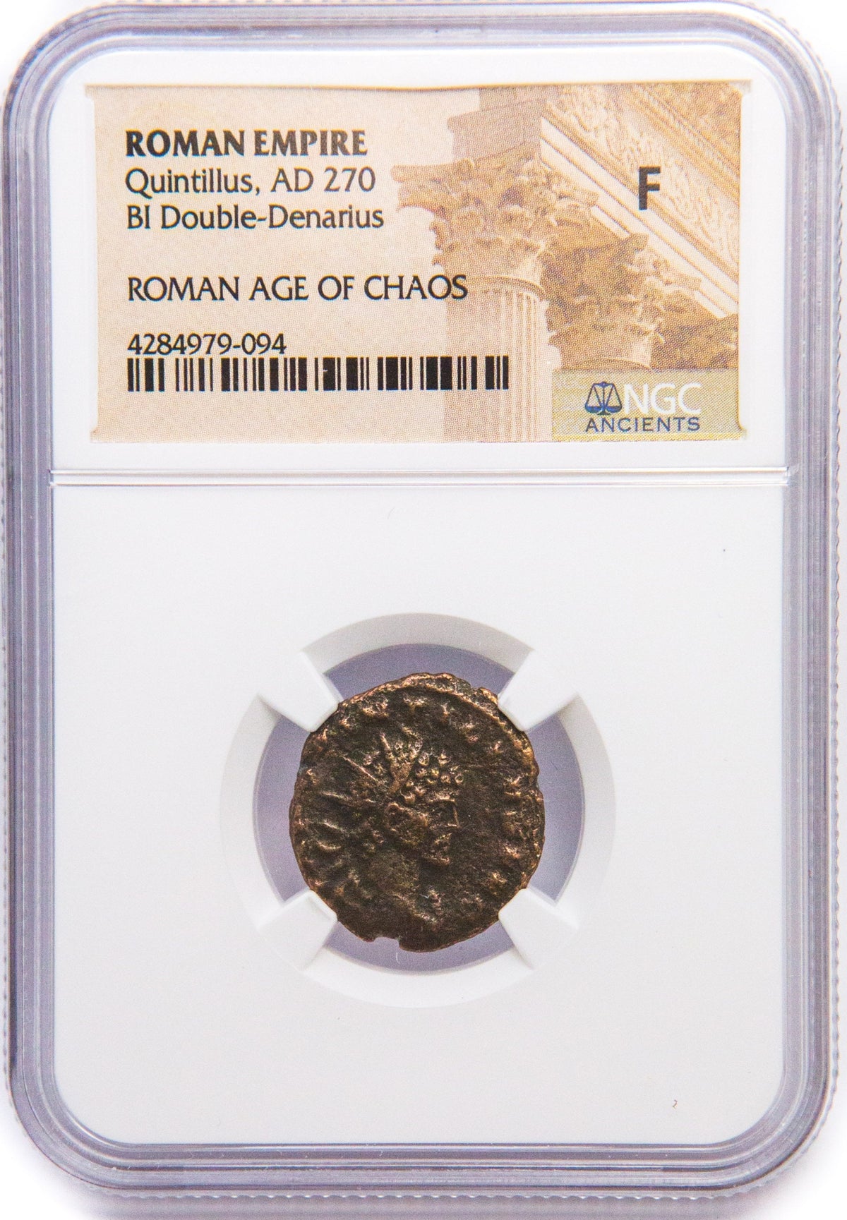 Quintillus Bronze Antoninianus AD 270 NGC F Ancient Roman Coin