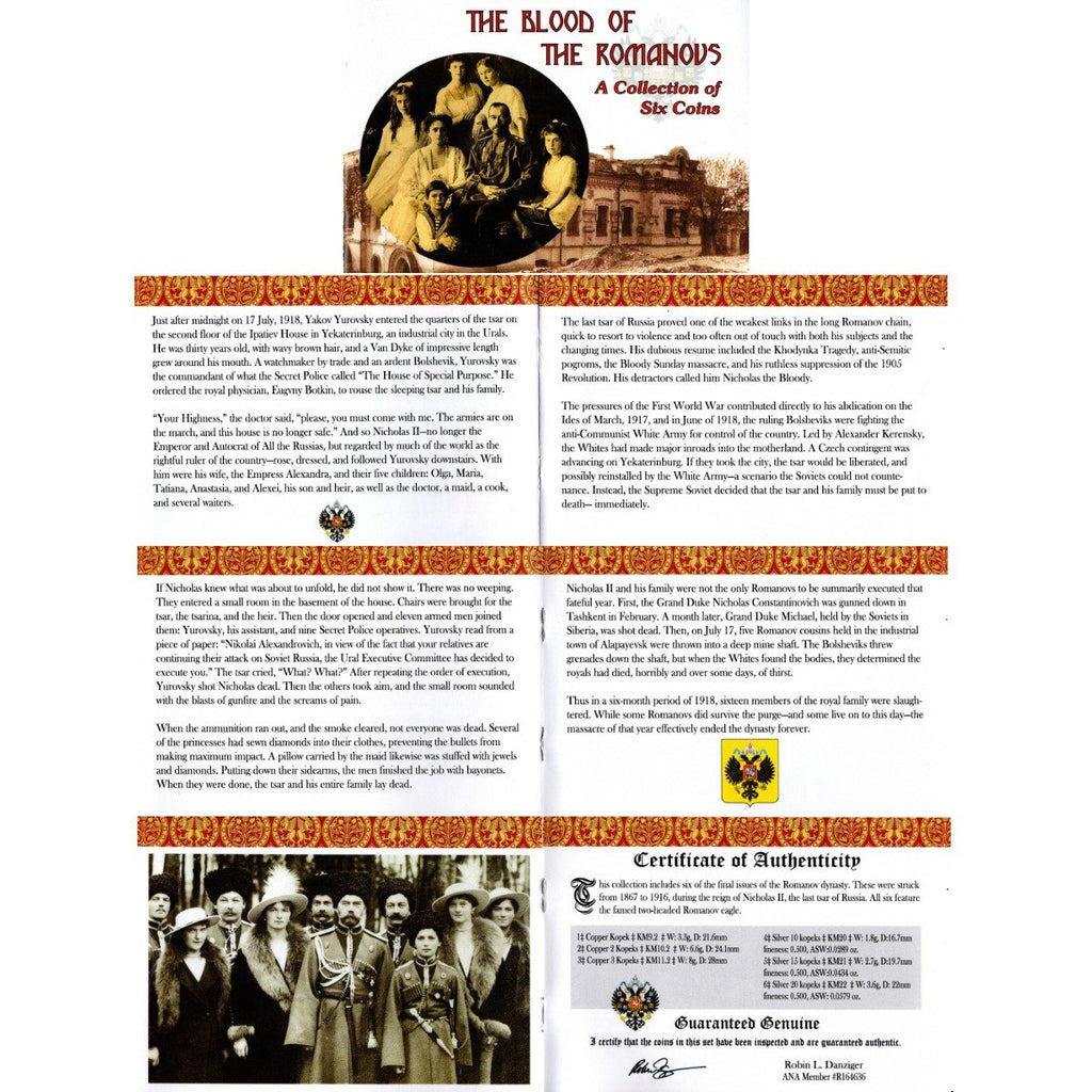 Blood of the Romanovs: Box of 6 of the Last Russian Coins Issued by the Romanov - image 3