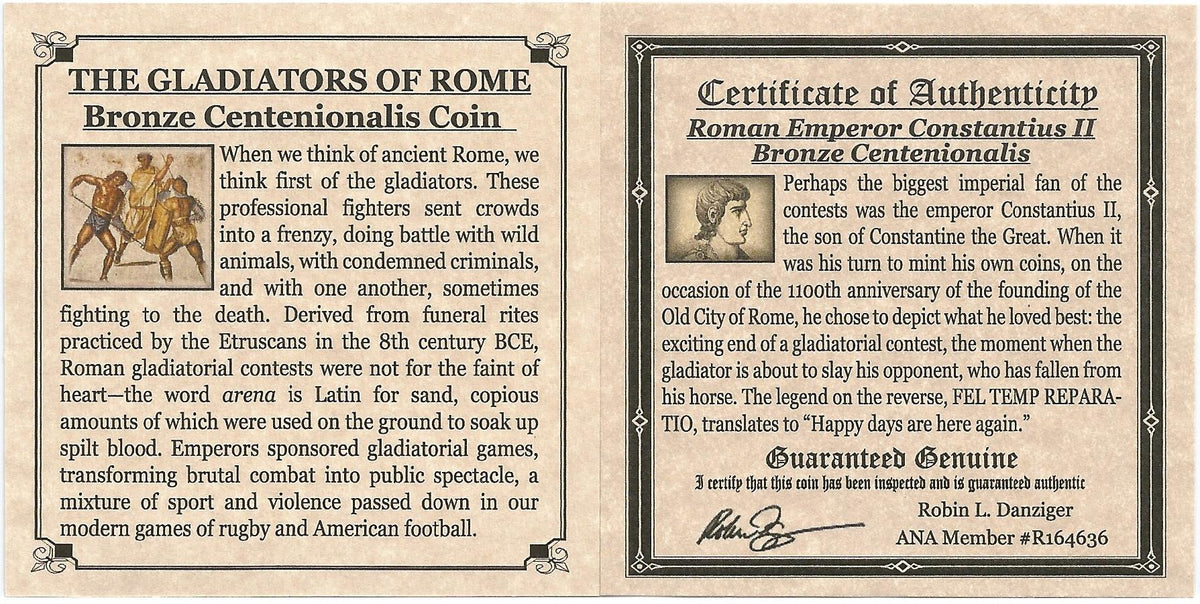 Roman Centenionalis Constantius II Gladiator (Mini Album)(C) - image 3