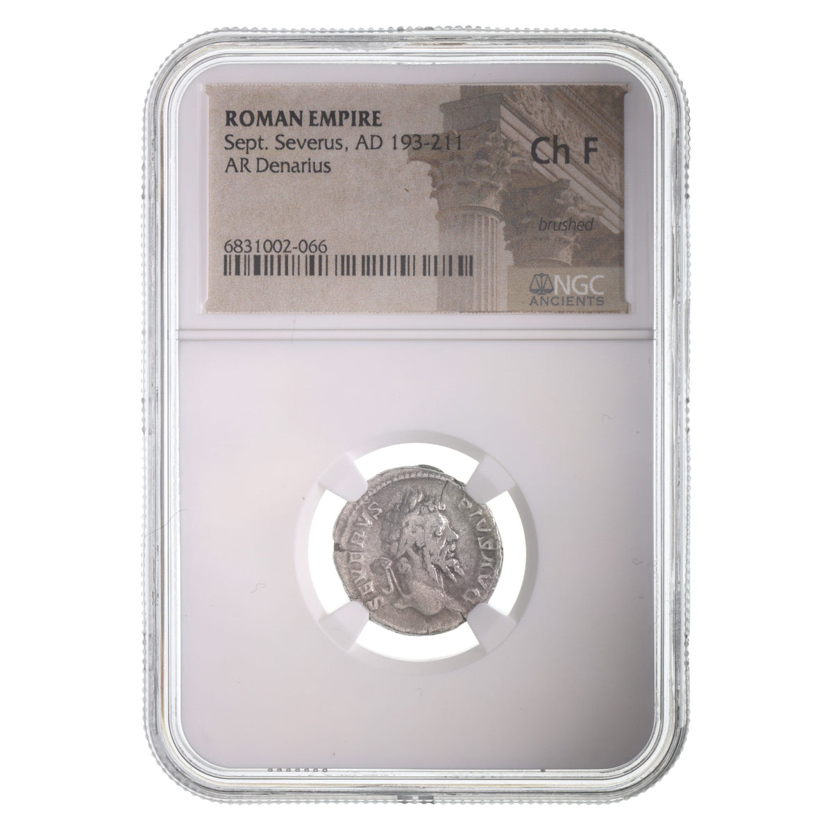 Septimius Severus (AD 193–211) Roman Empire AR Denarius NGC Ch F representative stock photograph