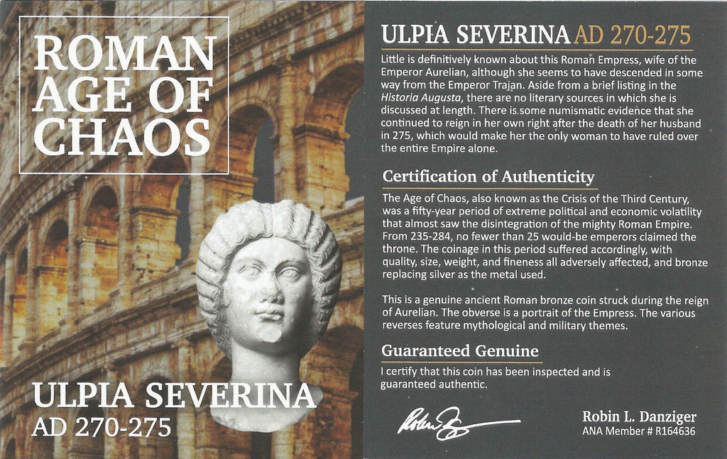 Ulpia Severina BI Aurelianianus AD 274-275 NGC F Ancient Roman Coin — image 3