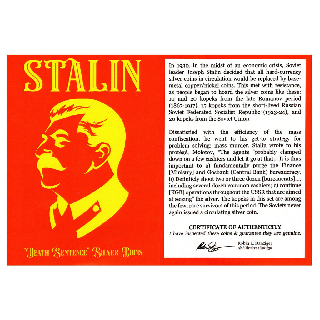 Stalin’s “Death Sentence” Coins: Box of 4 Russian Silver Coins (Four-Coin Box) - image 3