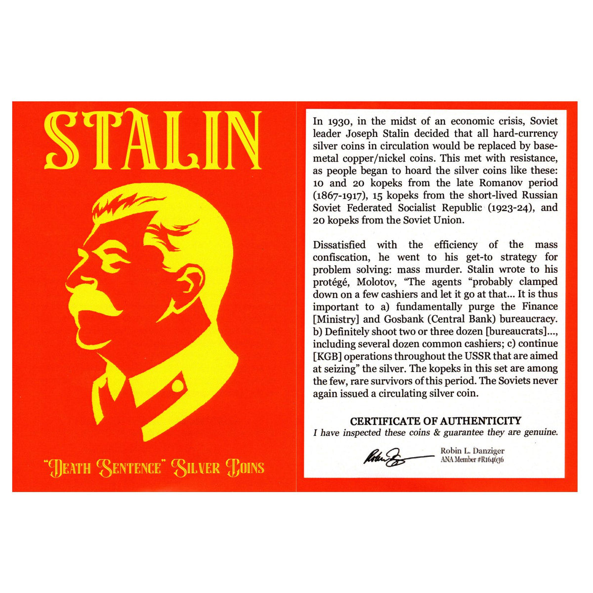 Stalin’s “Death Sentence” Coins: Box of 4 Russian Silver Coins (Four-Coin Box) - image 3