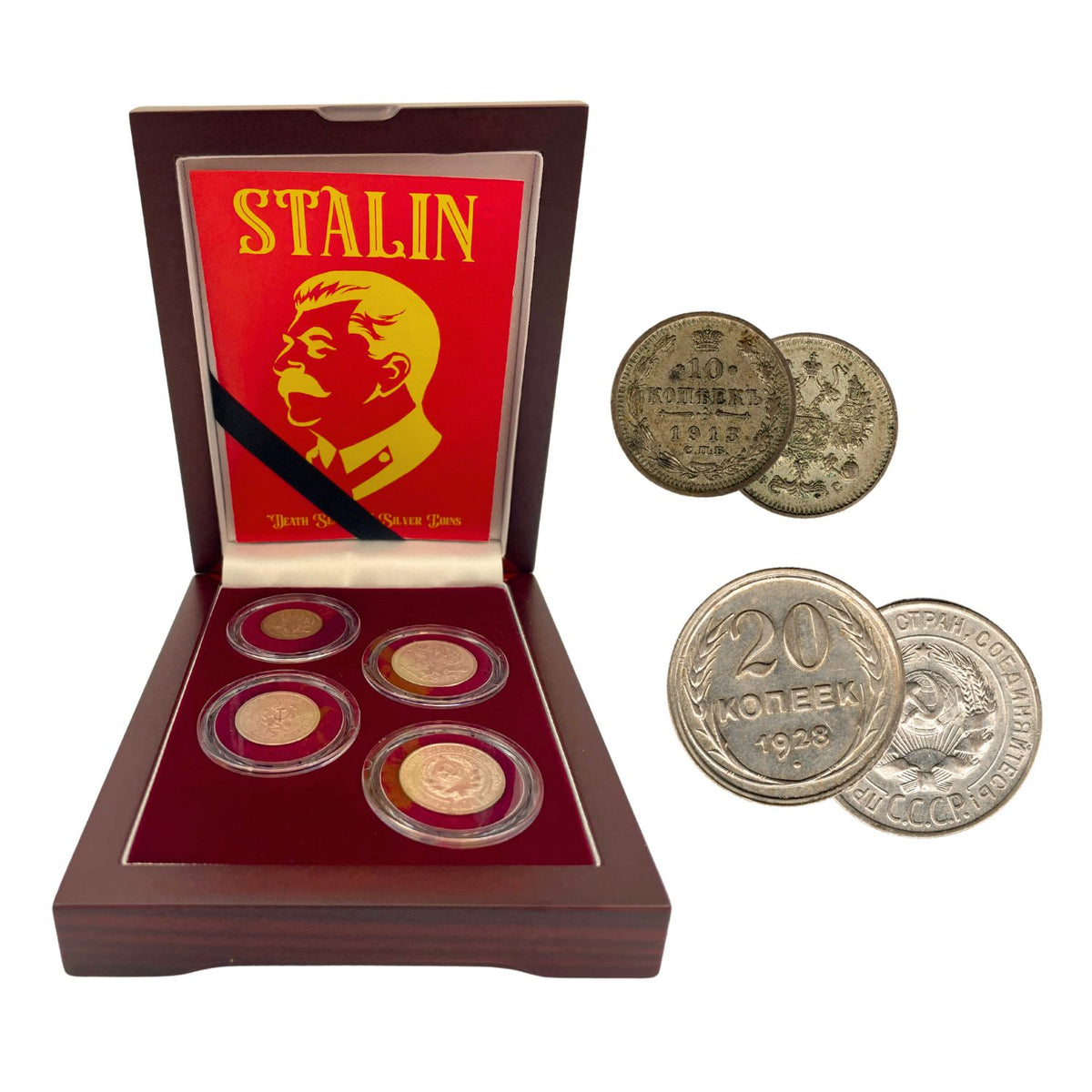 Stalin’s “Death Sentence” Coins: Box of 4 Russian Silver Coins (Four-Coin Box)