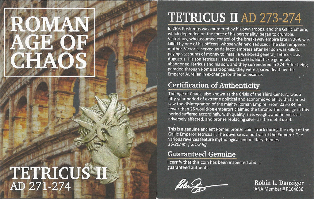 Tetricus II BI Double-Denarius AD 274 NGC VF Ancient Roman Coin — image 3