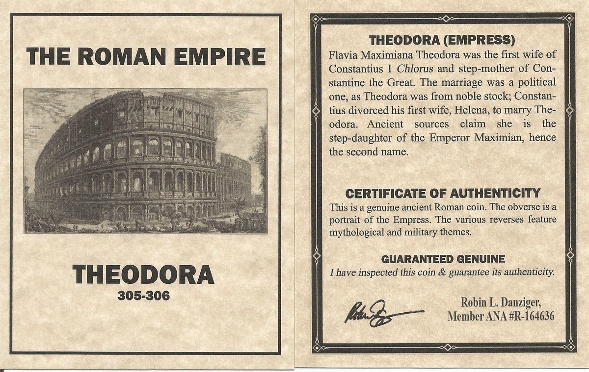 Theodora (Late 3rd–Early 4th Century) Roman Empire AE4 NGC F representative stock photograph 3
