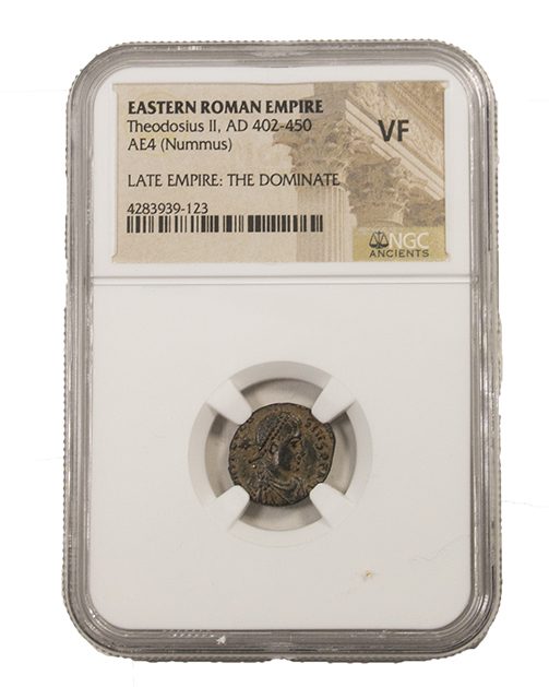 Theodosius II AE4 Nummus AD 402-450 NGC VF Ancient Roman Coin