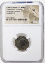 Vabalathus and Aurelian BI Double-Denarius AD 270-272 NGC VF Ancient Roman Coin