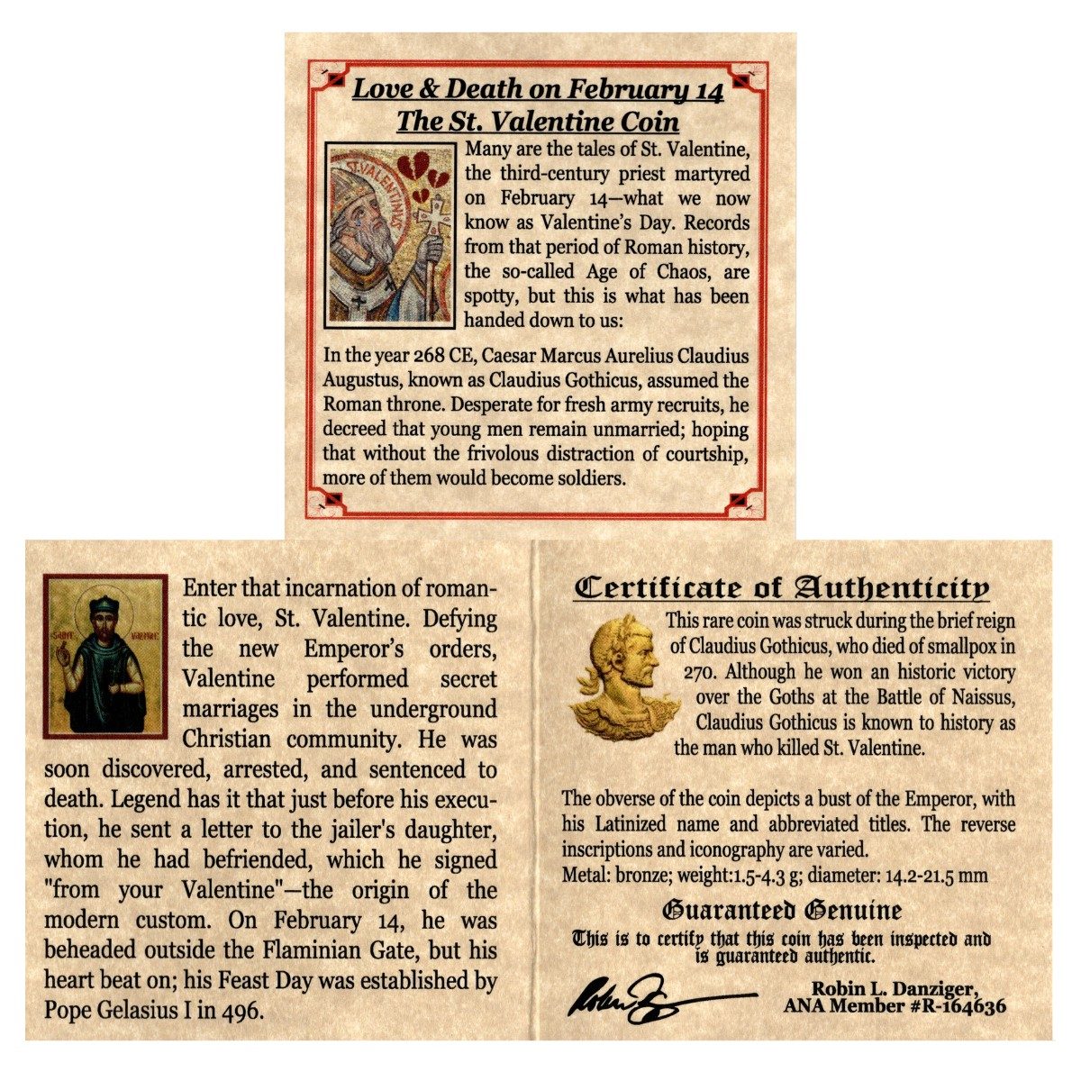 Father of Valentine’s Day Box: Bronze Coin of Roman Emperor Claudius II Gothicus - image 3