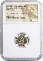 Valentinian II AE4 Nummus AD 375-392 NGC AU Ancient Roman Coin — image 4