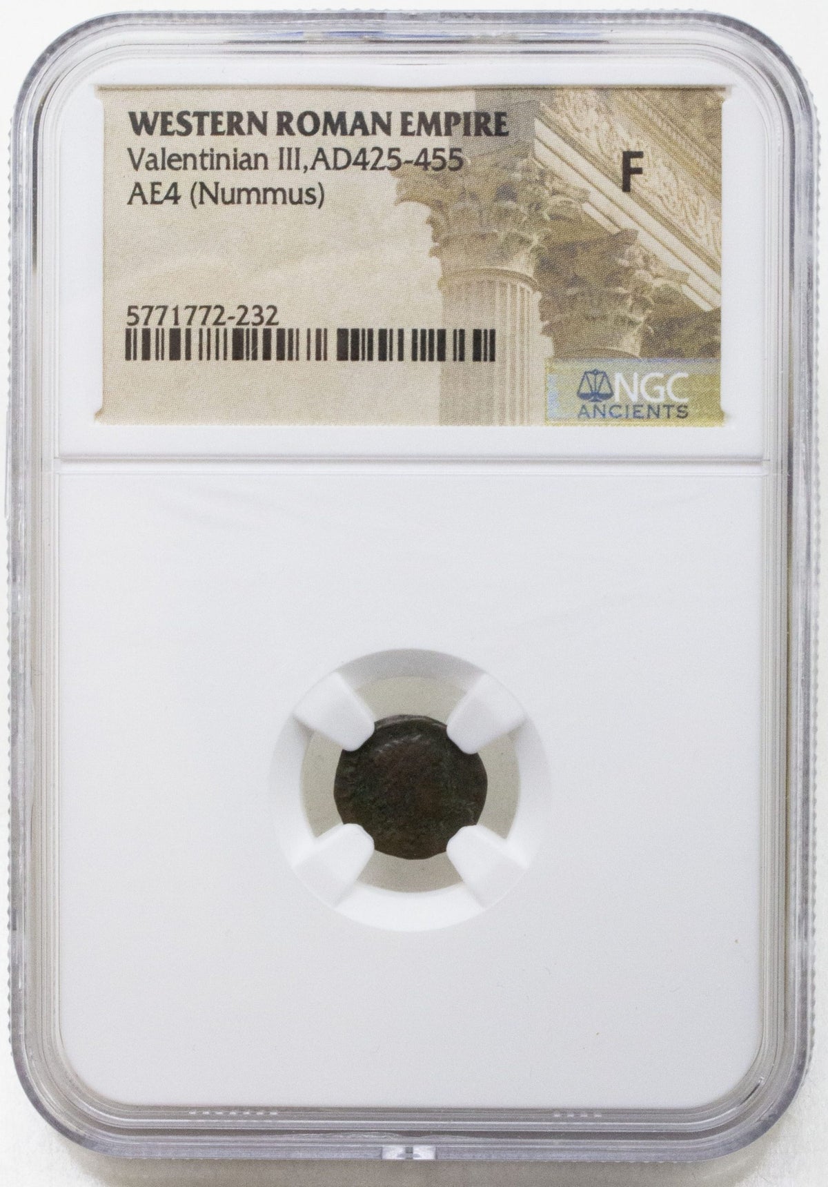 Valentinian III AE4 Nummus AD 425-455 NGC F Ancient Roman Coin — image 5