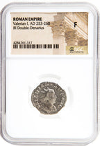 Valerian I BI Double-Denarius AD 253-260 NGC F Ancient Roman Coin — image 3