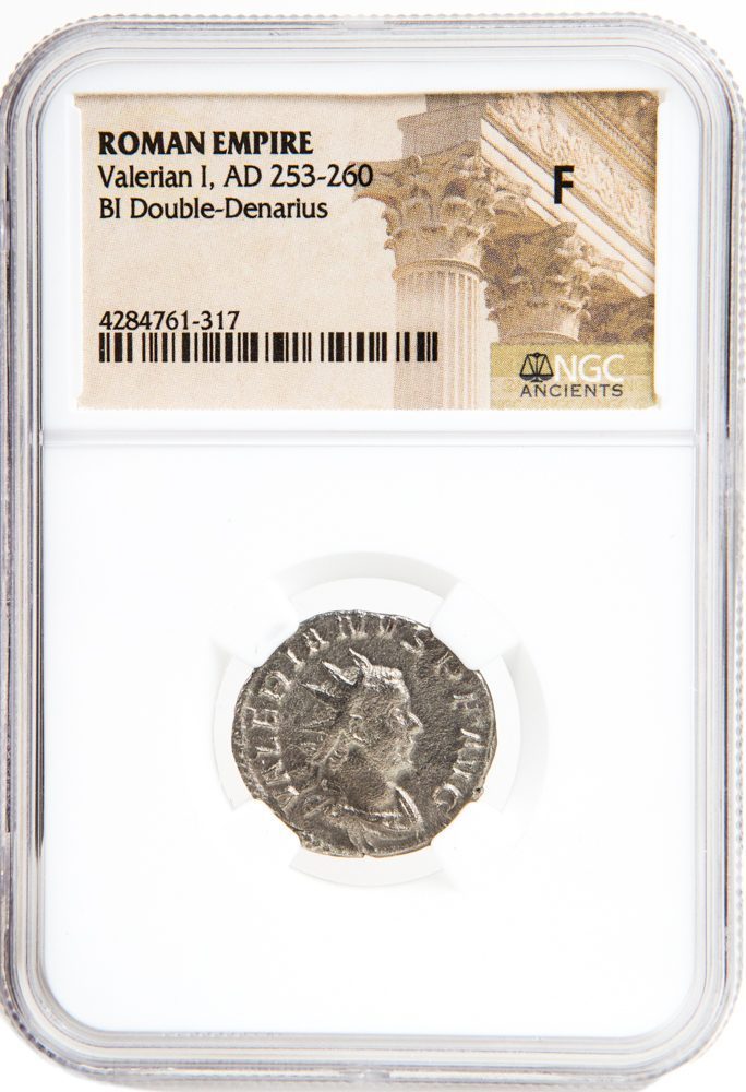 Valerian I BI Double-Denarius AD 253-260 NGC F Ancient Roman Coin