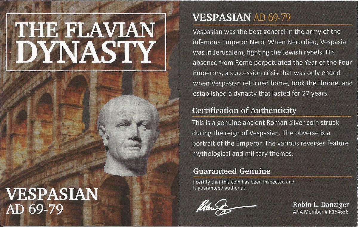 Vespasian (AD 69–79) Roman Empire AR Denarius NGC G representative stock photograph 2